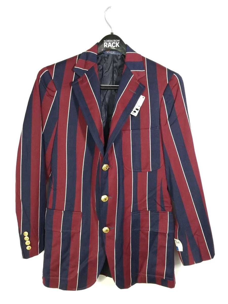 NEW VTG RARE Polo Ralph Lauren Princeton Red Blue Stripe Sportcoat Blazer 37R