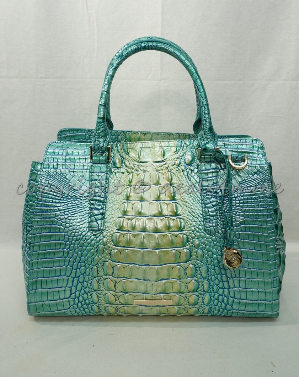 NWT Brahmin Small Finley Satchel/Shoulder Bag in Seafoam Ombre Melbourne