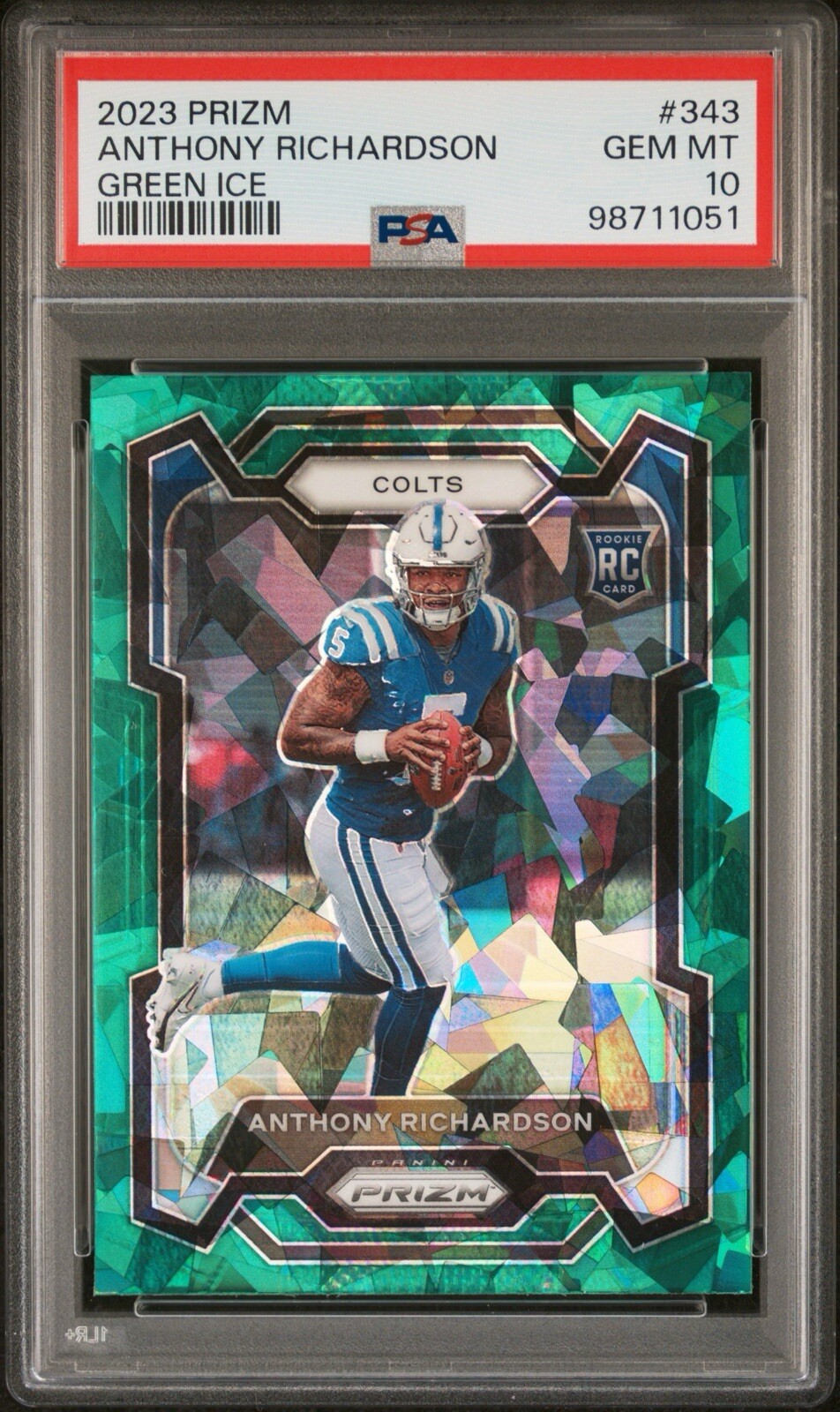 2023 Panini Prizm Green Ice SSP Anthony Richardson PSA 10 Colts RC #343