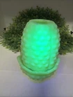 VTG Fenton Fairy Lamp Lime Green Custard Hobnail Uranium Glass 4.5"