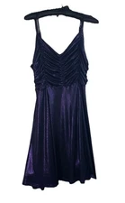 Mini Slip Dress 2XL Purple Spaghetti Straps Fit N Flare Lined Stretch Side Zip