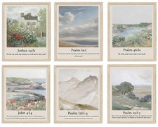 Bible Verses Wall Decor Set of 6 Christian Jesus Pictures Wall Art Psalms Scr...