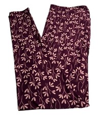 LuLaRoe Leggings TC2 Tall Curvy 2 Floral MAUVE PINK Leaf Vine Vintage Ships FAST