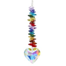 Hanging Crystal Suncatcher Prism with Heart Ball Beads 7-Color