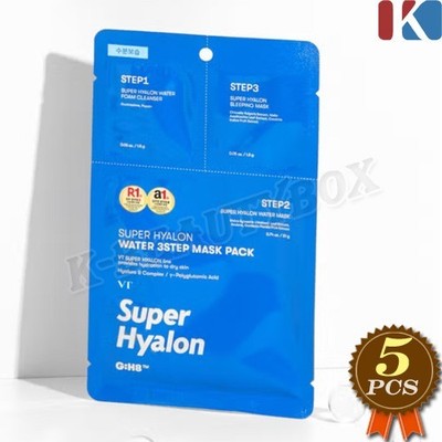 VT Super Hyalon Water 3 Step Mask Pack x 5pcs Moisture Hydrating Mask K-Beauty