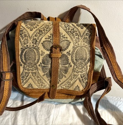 Myra Bag Leaf Print Small Crossbody Purse Sea Green, Brown, Gray