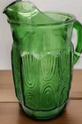 Rare Anchor Hocking MCM Green Depression Glass Vintage Water Pitcher 2 qt.