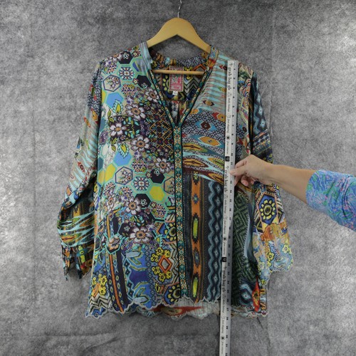 Johnny Was Bluse Damen Petite Small Cane Seide Twill Tunika Floral Artsy Boho Top - Bild 6 von 8