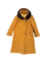 Vintage 1950s Womans Swing Coat Boucl Mink Collar Lined Jacket 15x38
