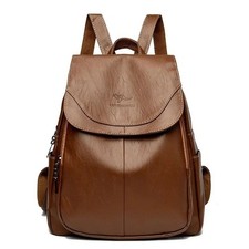 Anti-theft Leather Backpack Women Vintage Shoulder Bag Ladies High Capacity