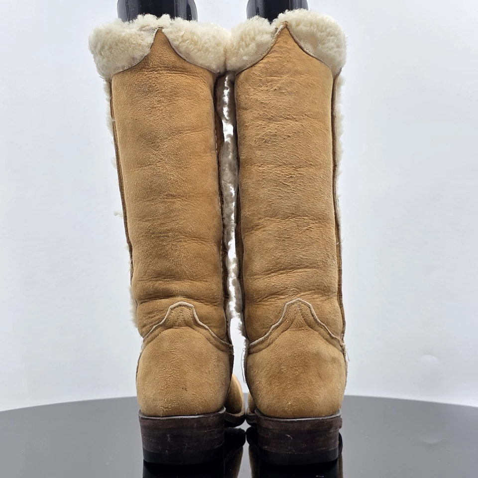 Botas Western Laramie de piel de oveja para mujer 5/5,5 tostadas de gamuza forradas a mano de colección Foto 3 de 4
