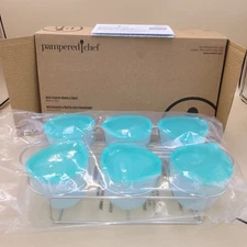 PAMPERED CHEF Mini Freezer Bowls & Rack #100181  See All Pics And Description 