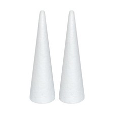 Foam Cones for DIY Arts and Crafts 4.1 x 13.6 in, 2 Pack , White Polystyrene...