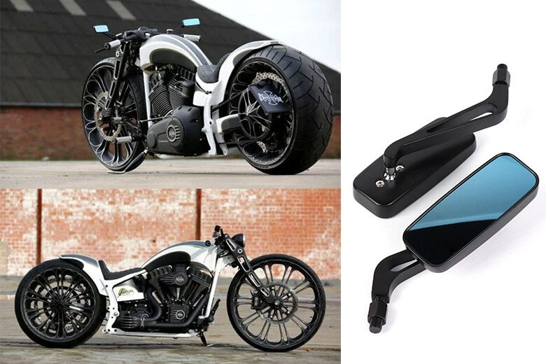 Espejos retrovisores rectangulares negros para motocicleta Suzuki Boulevard M109R 2018 Foto 3 de 4