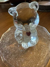 Fenton February Amethyst Birthstone (Glass) Figurine W/Fenton Embossed Into Bear