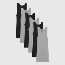 Hanes Men  s Ribbed Moisture-Wicking Tank Top   6 Pack Irregular Undershirts