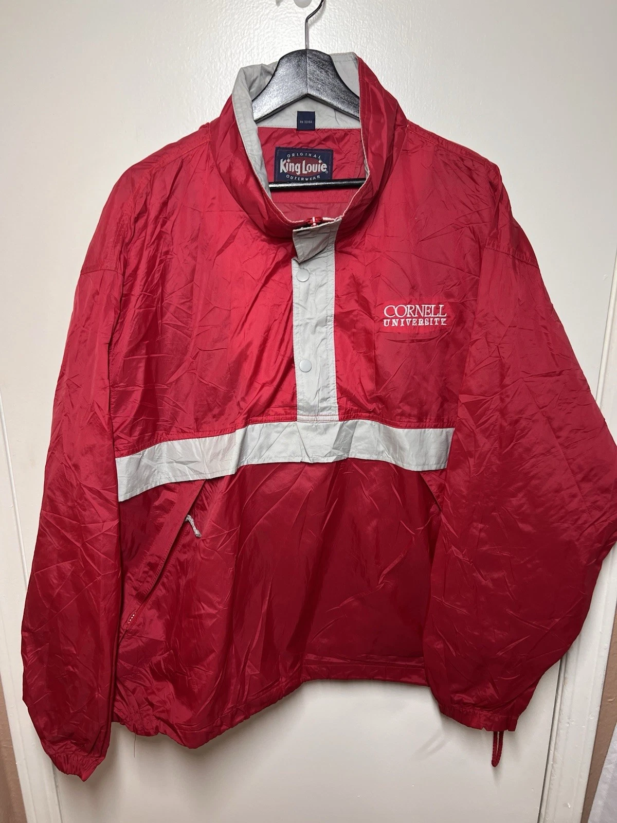 Vintage King Louie Cornell University Red Nylon Anorak Pullover Jacket XL image 1