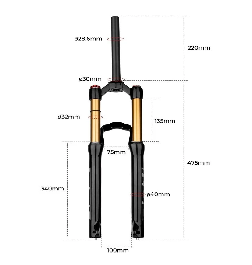 BOLANY 24inch Bike Suspension Air Fork 28.6mm(1-1/8inch)*220mm Thread-Less Strai - Image 4 of 4