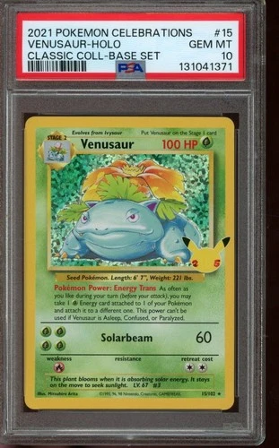 PSA 10 GEM MINT Pokemon Venusaur Celebrations Classic Collection Holo 15/102