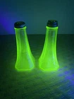 Anchor Hocking Green Depression Uranium Glass Princess Shakers 5.75"H (pair)