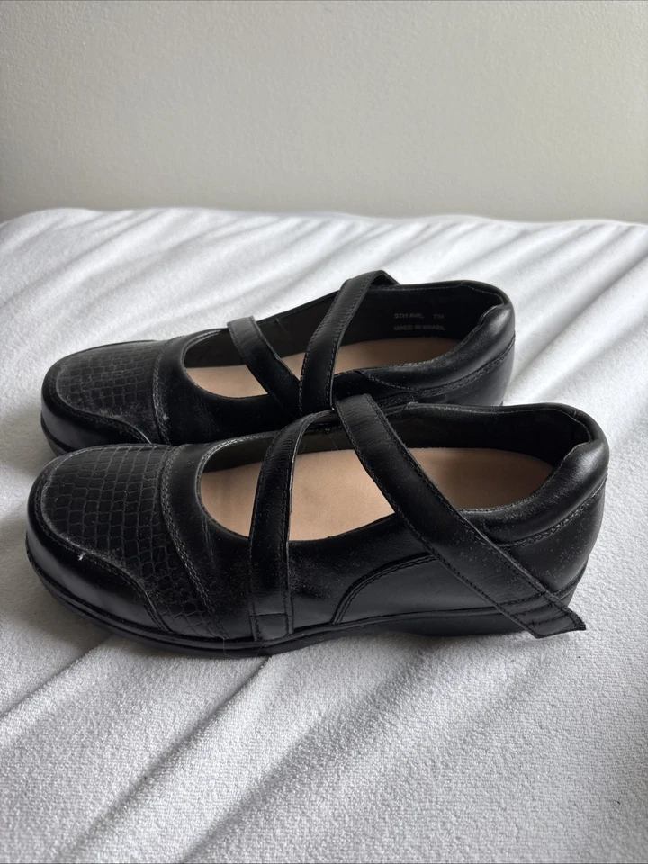 Natural Step Women’s Shoes 5th Ave 7W Black Snakeskin Leather Mary Jane Napa - Image 2 of 4