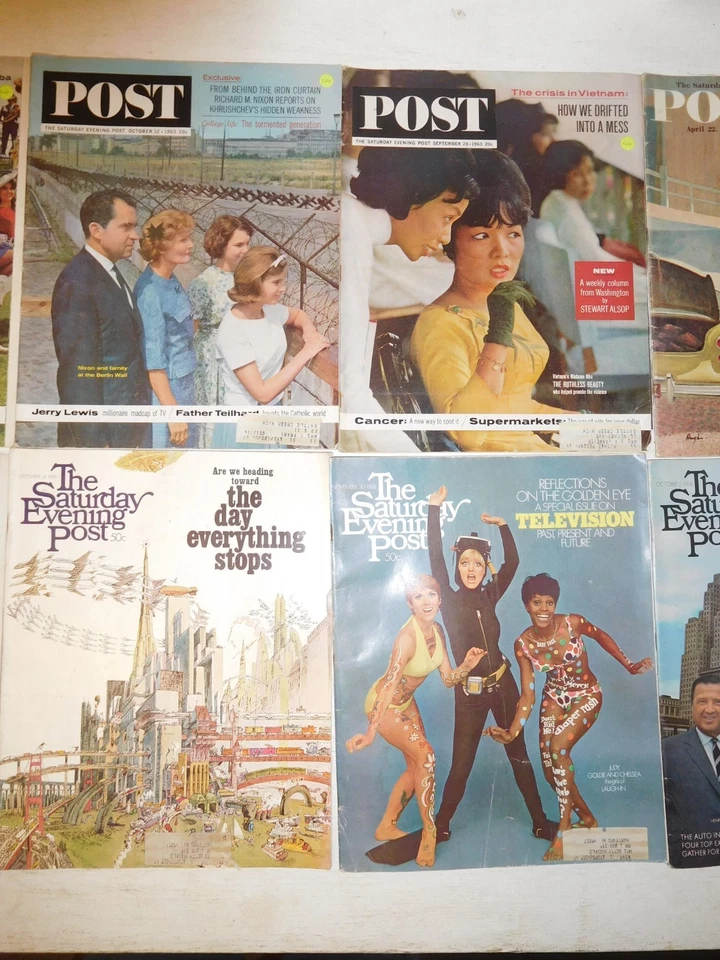 24 Vintage 1949-75 mostly late 60's Saturday Evening POST Magazine Lot ~ RReagan - Image 4 of 4