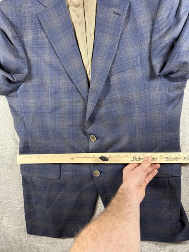 Jack Victor Blazer Mens 40L Blue Andover Plaid Wool Lined Career Business Jacket - Picture 10 of 16