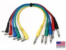 6-Pack Multi Colored 1/4" 90  Elbow TS 1-4 Ft Patch Cables for Guitar Pedals NW