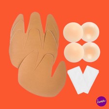 WIEYSDOO 4x Breast Lift Boob Tape  Nipple Covers, Beige, Cup Size C-D