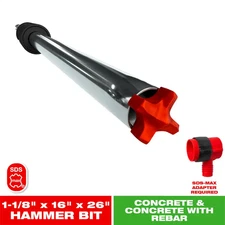 AMPED Rebar Demon 1-1/8 In. X 16 In. X 26 In. Sds-Max 4-Cutter Full Carbide Head