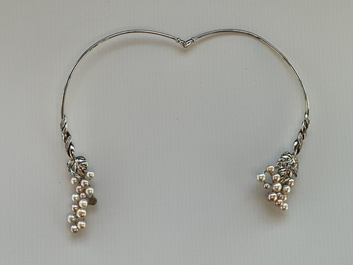 Sterling Silver Pearls And CZ Custom Necklace Easy Open Choker - Picture 2 of 13