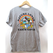 T-Shirt Disney Mickey and Minnie Mouse Graphic Print Gray Unisex Size L