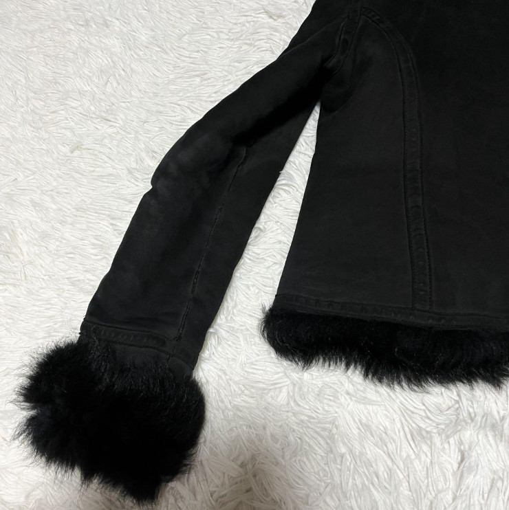 BURBERRY London Shearling Leather Fur Jacket Size 10 Rare image 8
