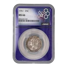 NGC MS66 1951 25C Washington Silver Quarter