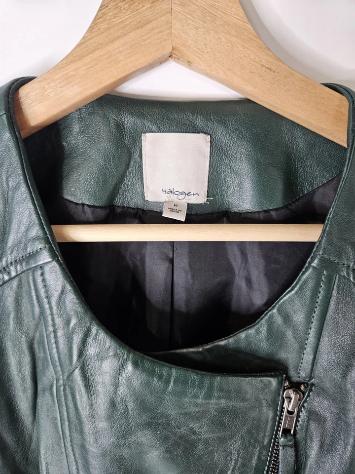 Chaqueta de motociclista halógena para mujer M 100 % cuero genuino suave mantecosa corta Foto 2 de 4