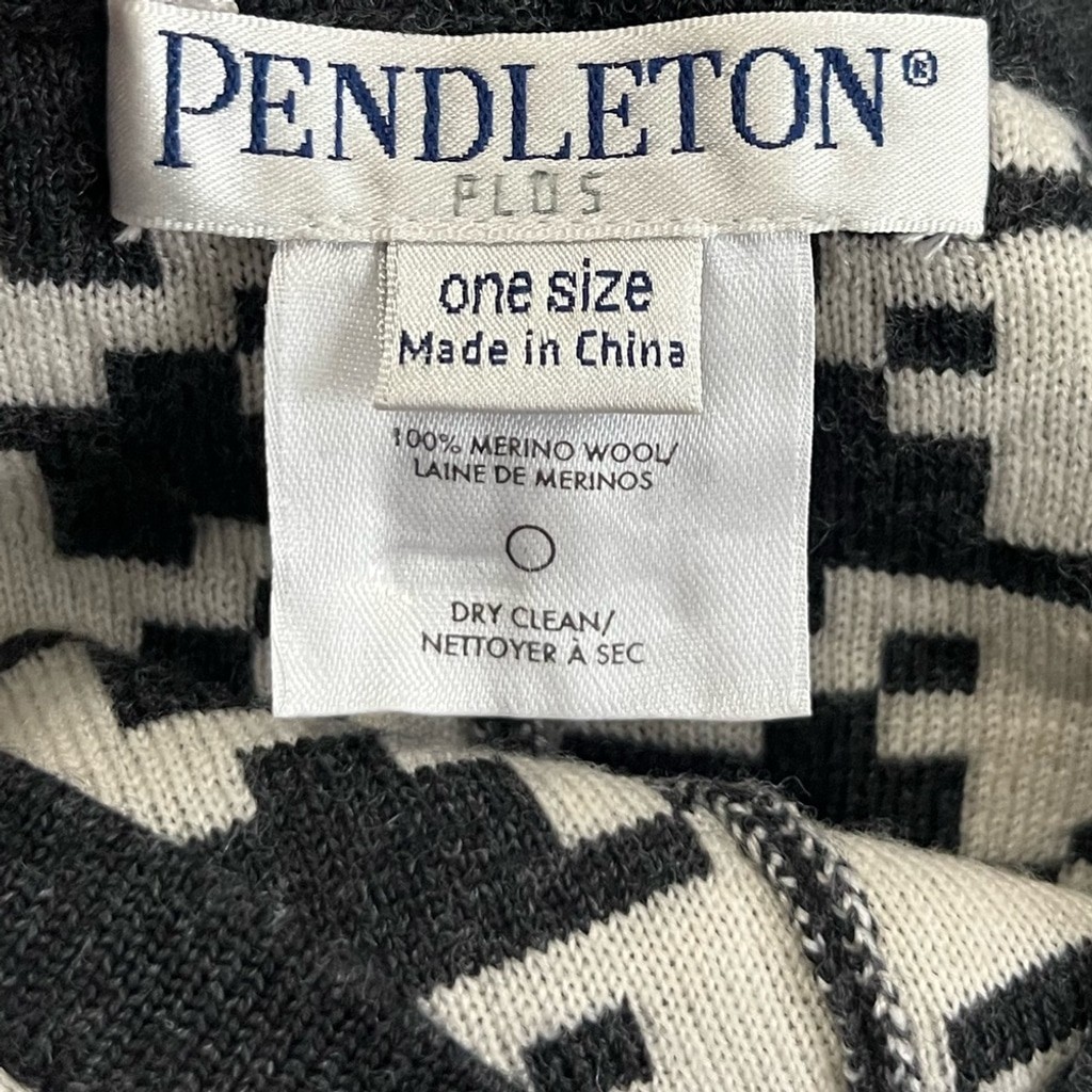Pendleton Plus Merino Wool houndstooth Poncho One… - image 4