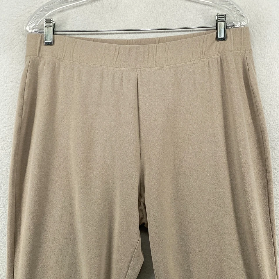 Pantalones EILEEN FISHER L Lavables Elastizados Crepé Elásticos Ajustados Beige EE. UU. Foto 3 de 4
