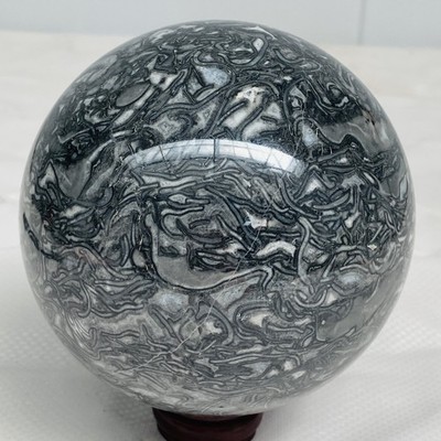 Natural Picasso Jasper Sphere Black Gray Crystal Ball Healing 1940G (4.27LB)
