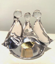 Vtg Hand Sculptured Crystal Birds Paperweight Figurine Signed Great City Traders