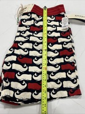 NWT Sperry Top Sider Men's Boardshorts Swim Size 38 Red/White Blue Whales Print