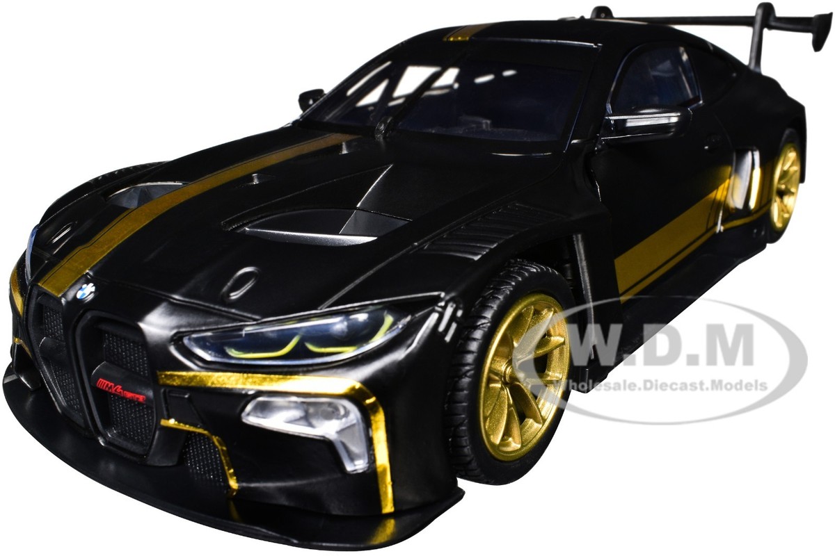 BMW M4 GT3 MATT BLACK W/GOLD 1/24 DIECAST MODEL CAR BY MOTORMAX