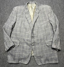 Hickey Freeman Blazer Mens 54 Gray Plaid Wool...