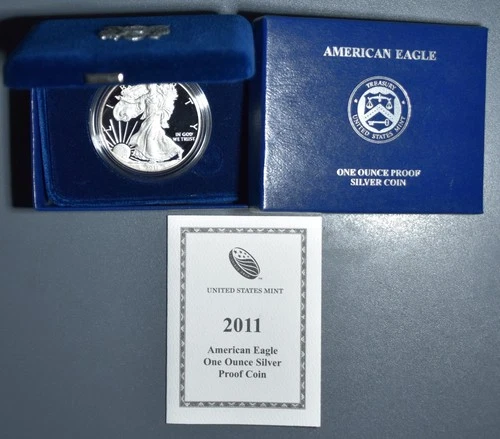 2011-W $1 AMERICAN SILVER PROOF EAGLE 1 oz .999 w/Box & COA A6425