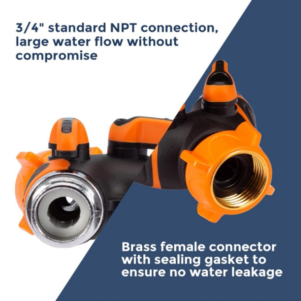 Giraffe Tools Garden Hose Splitter 2 Way Heavy Duty 3/4" GHT Y Connector Orange