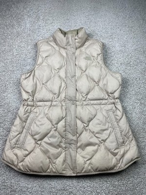 The North Face Down Vest Women's XL Beige Westcliffe Insulated Down Quilted