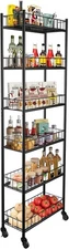 Utility Slim Storage Cart,6 Tier Narrow Kitchen Storage Cart,Laundry Room Carts