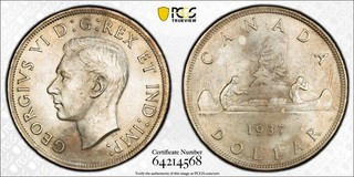 1937 Canada $1 PCGS MS63