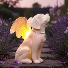 Dog Memorial Gifts - Dog Angel Statue Garden Solar Light - Pet Memorial Figurine
