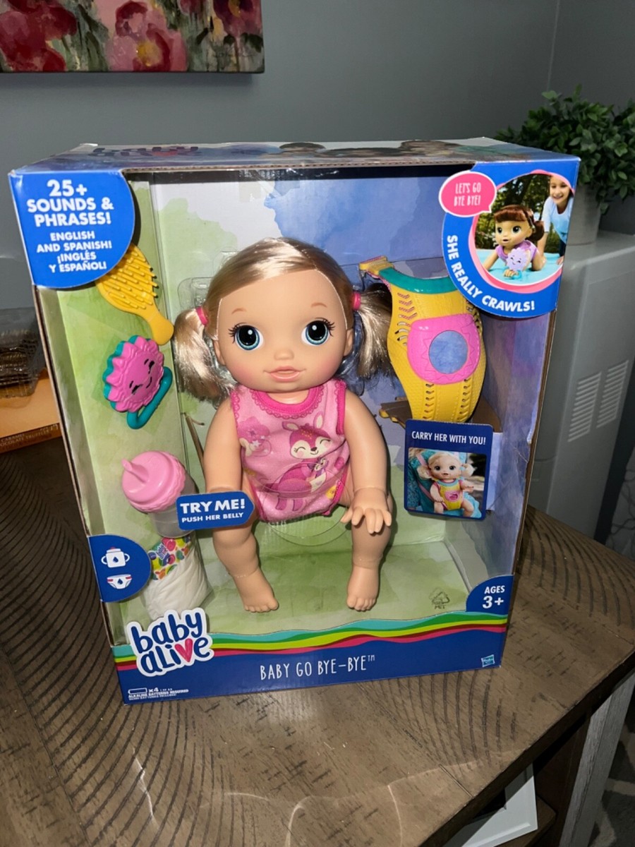 Baby Alive Baby Go Bye Bye Blonde Hair Doll 25+ Phrases crawls