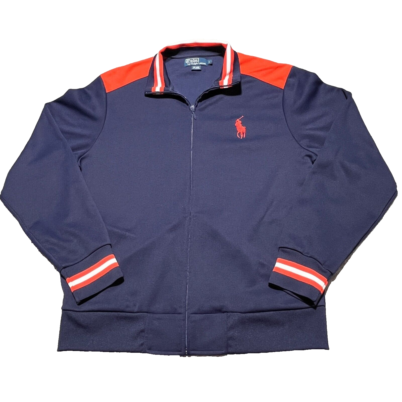 Polo Ralph Lauren Big Pony Track Jacket Vintage Performance Uomo Large Blu